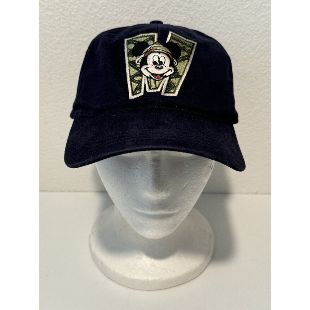 Disney World Animal Kingdom Hat Cap Strap Back Blue Embroidered Vintage Mickey